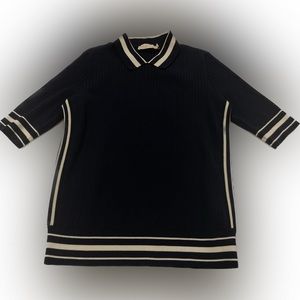 Tory Burch Striped Polo Ribbed Knit Sweater M